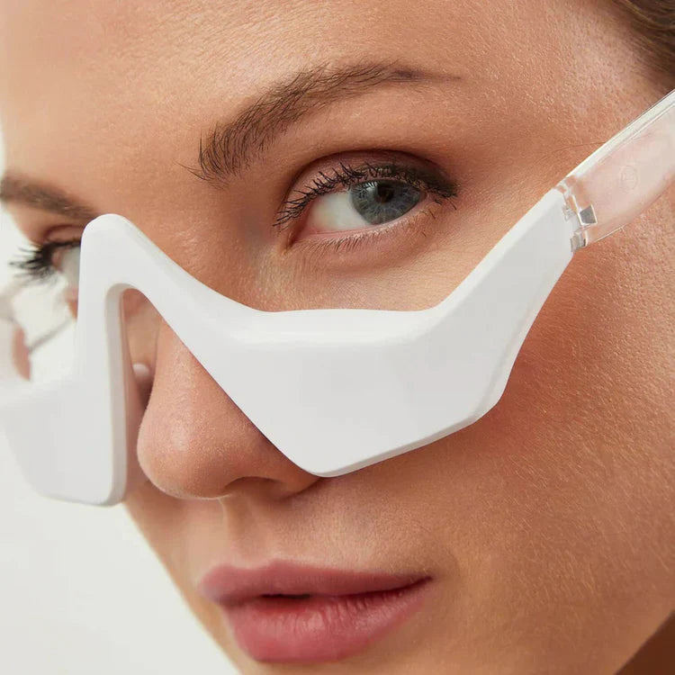 Close-up of LumiVera glasses on face